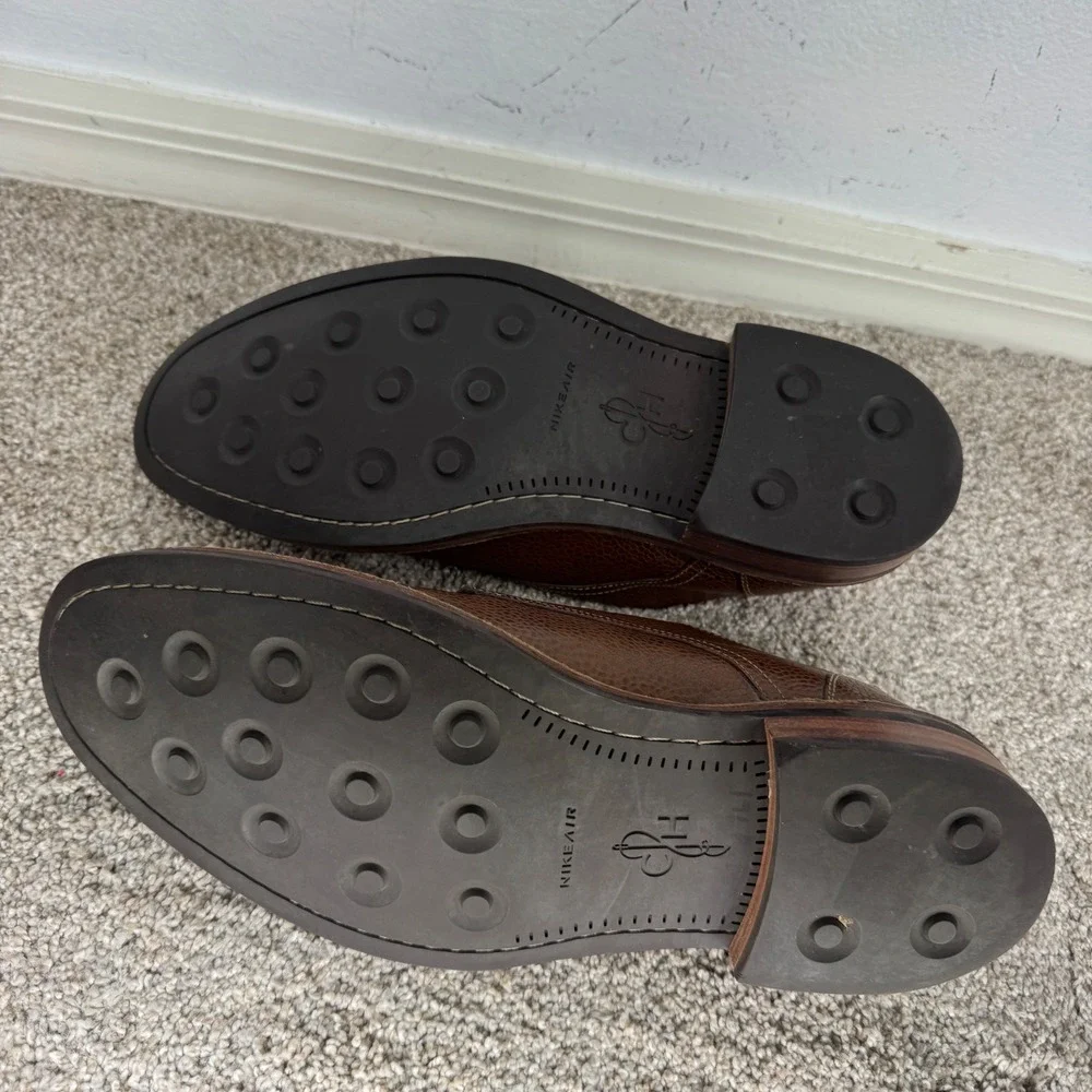 Cole Haan Mens 10.5M Brown‎ Pebbled Leather Derby Shoes Lace Up Oxfords Casual